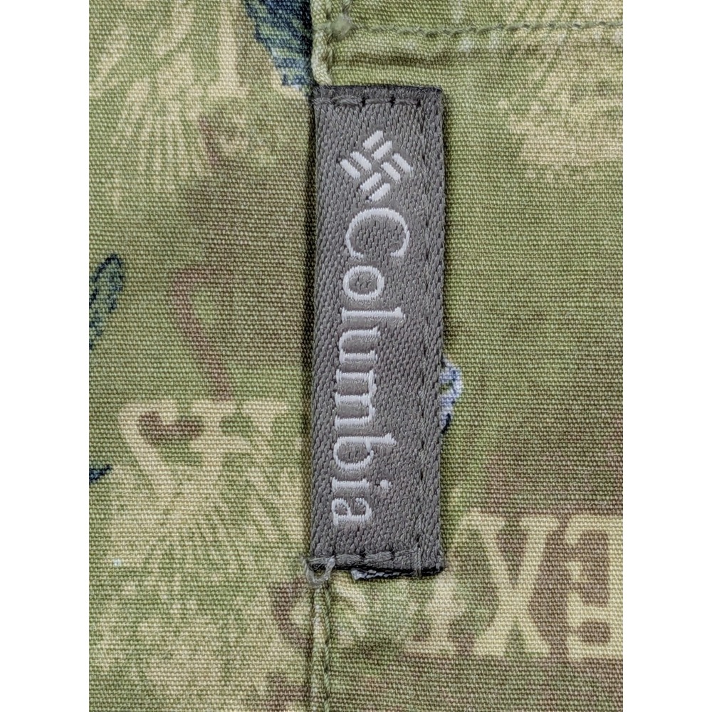 Columbia Mens XL Bass Fishing Graphic Print Short Sleeve Button Down Shirt Green - Picture 8 of 10